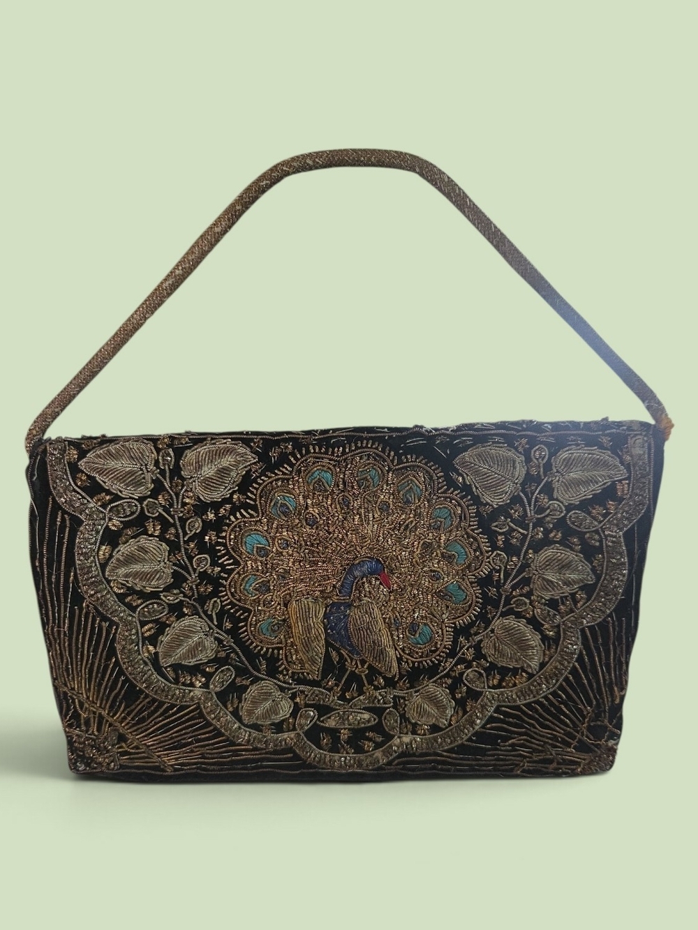 Vintage Indian Zardozi hand-embroidered evening bag/clutch. - Picture 2 of 12